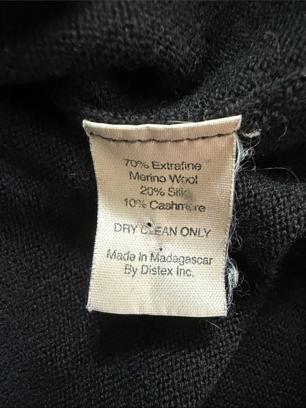 Luxury Merino Wool Silk Cashmere Blend Mock Neck Sweater Black XL